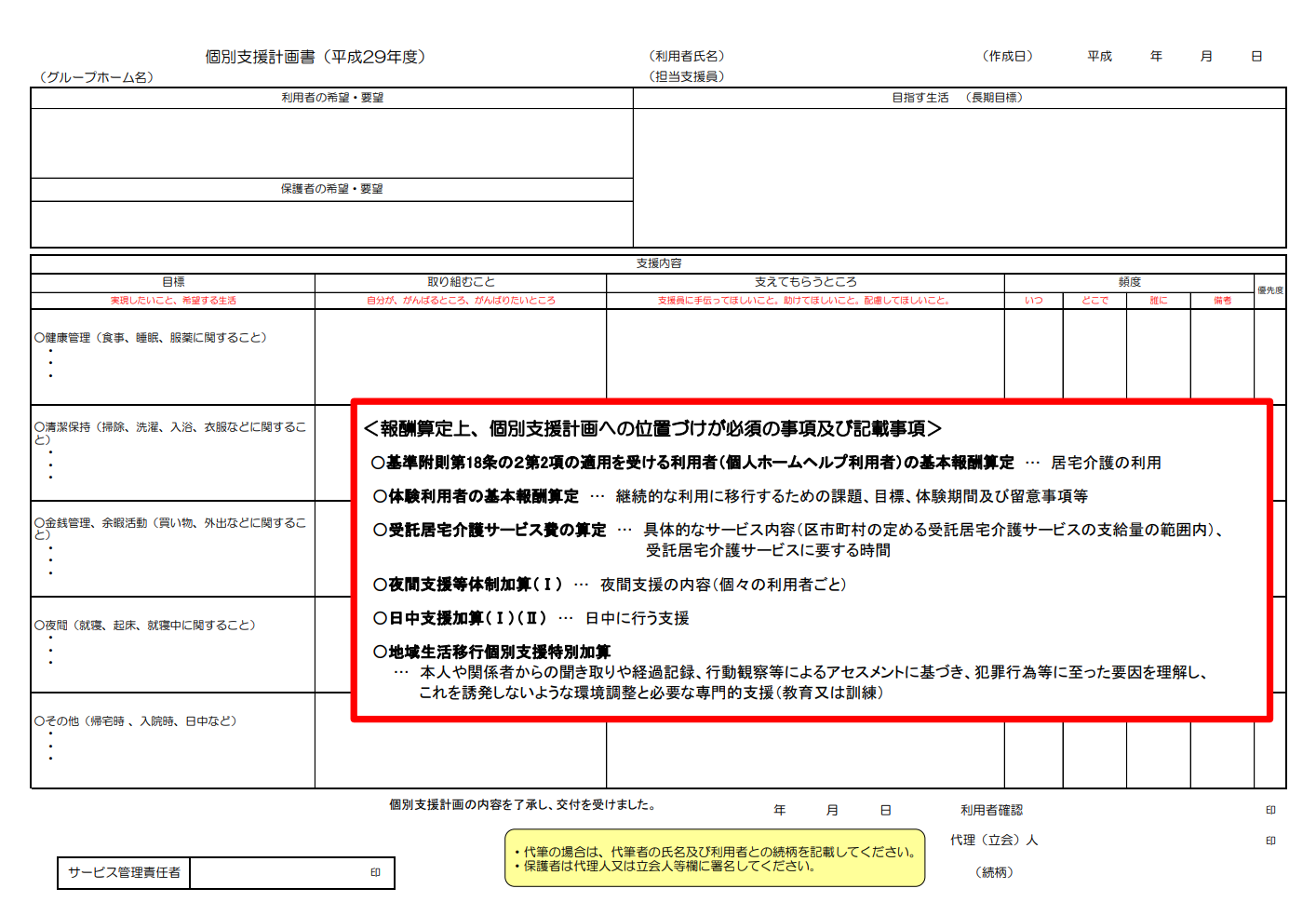 個別支援計画本案